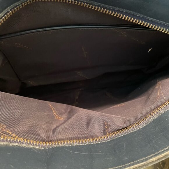 Eitenne Aigner Blue Leather and Woven Straw Purse - Picture 4 of 15